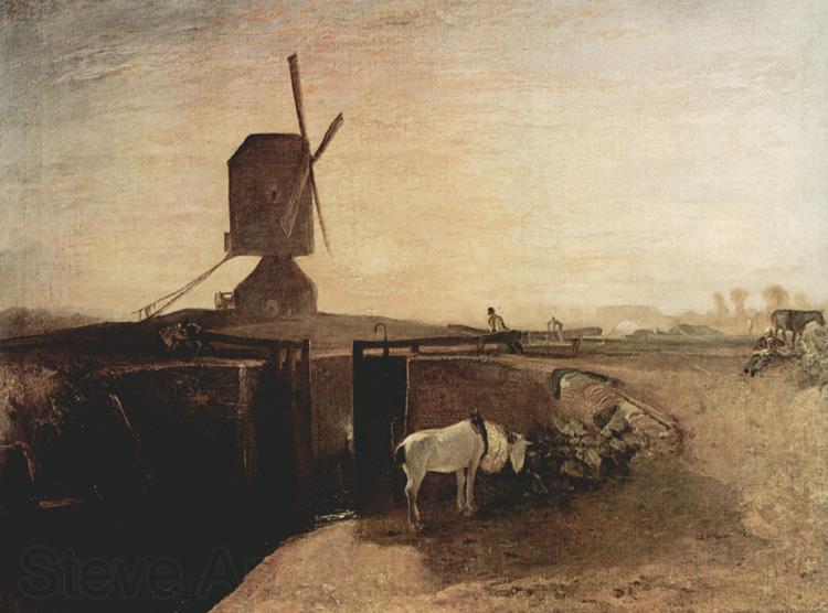 Joseph Mallord William Turner Grand Junction Canal at Southall Mill Windmill and Lock (mk31) Norge oil painting art